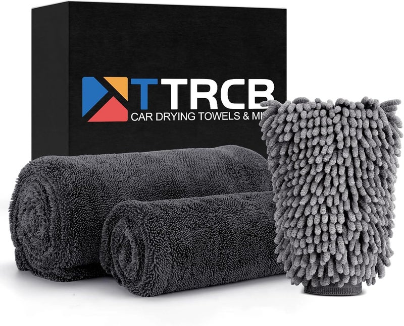 TTRCB 2 Pack 1300 GSM Car Drying Towel, Microfiber Towels for Cars - 36" x 24" & 16" x 16", Ultra-Absorbent, Streak Free, Car Wash Mitt, Car Detailing Cleaning Accessories Supplies Essentials - Image 1